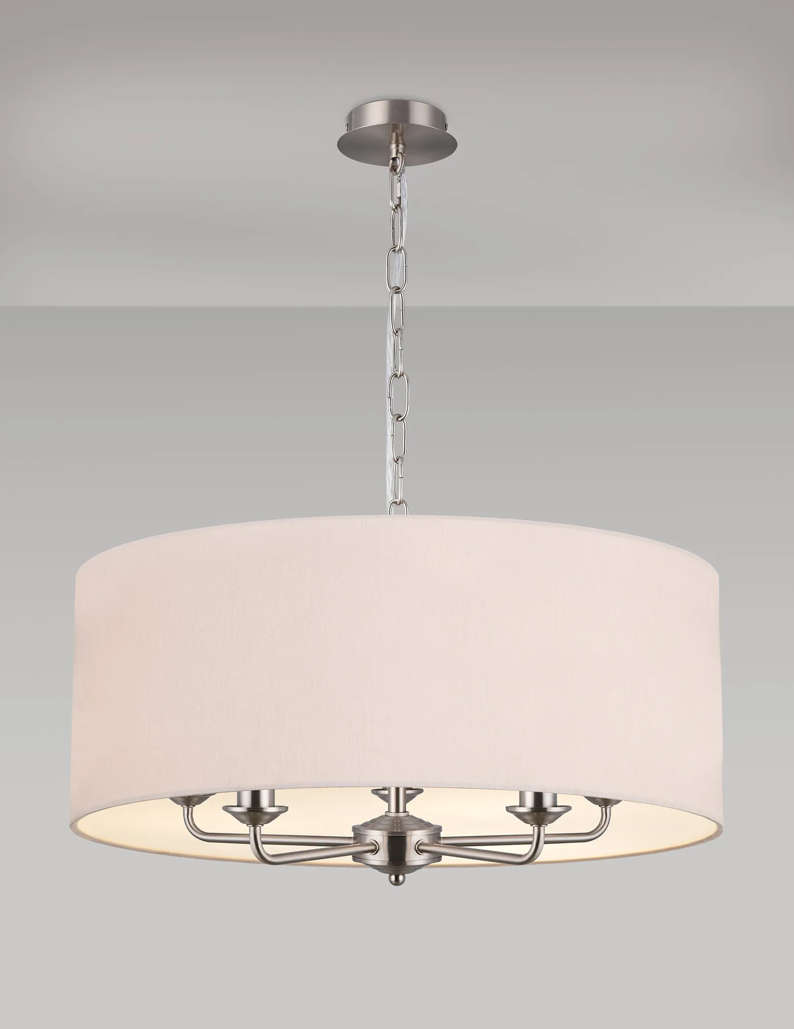 Banyan 60cm 5 Light Pendant Satin Nickel; Nude Beige DK0673  Deco Banyan SN NU